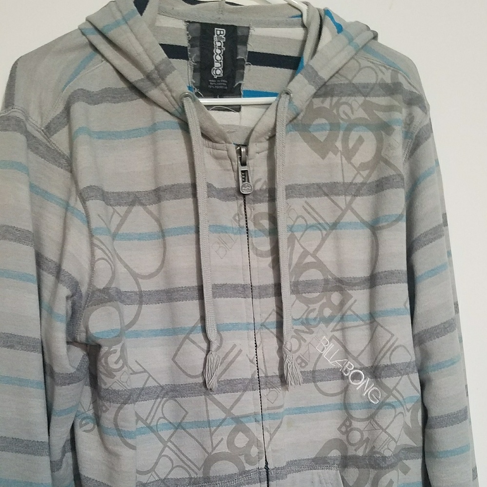 Gray and Blue Billabong zip hoodie jacket